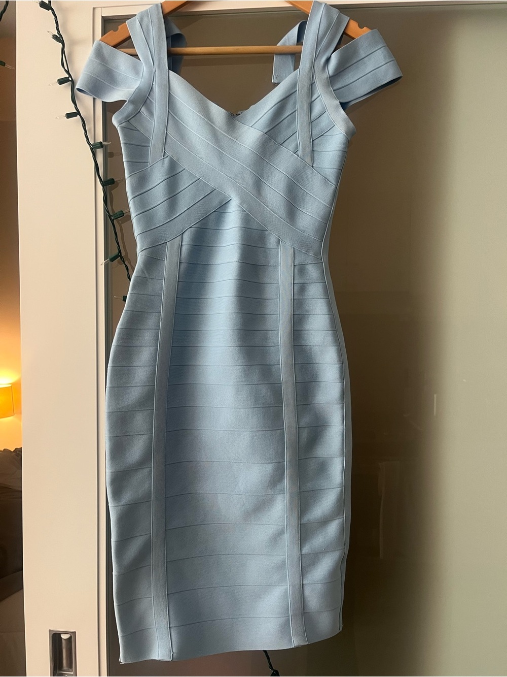 Light blue body con dress